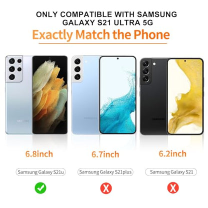 3 Pack Curved Tempered Glass Screen Protector Applicable for Samsung Galaxy S21 Ultra 5G 6.8inch, Support Fingerprint ID Friendly Tempered Glass Screen Protective, HD Clear Scratch Resistant Suitable - color: s21Ultra