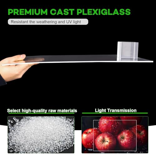 VOISEN 2 Pack Plexiglass Sheets 1/8 Inch Thick, 24"X36" Plexi Glass Panel - size: 24"x36", 1/8" Thick