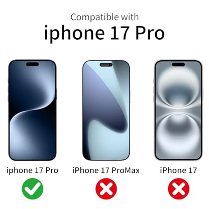 Screen Protector for iPhone 17 Pro, 3 Pack Tempered Glass Film with 3 Pack Camera Lens Protector, 9H Hardness, HD Clear, Scratch Resistant, Case Friendly, Easy Install - size: iPhone 17 Pro
