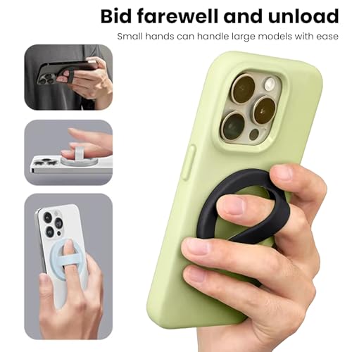 Magnetic Silicone Phone Grip Ring Holder Compatible with MagSafe Phone Case - color: Black