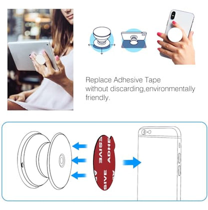 8pcs 3M Sticky Adhesive Replacement Pads for Socket Base Mount,VIIMAKE 1.38 inches Round 3M VHB Double-Sided Adhesive Pads,for Phone Collapsible Grip Stand Back Base Sticker Tapes (Red)