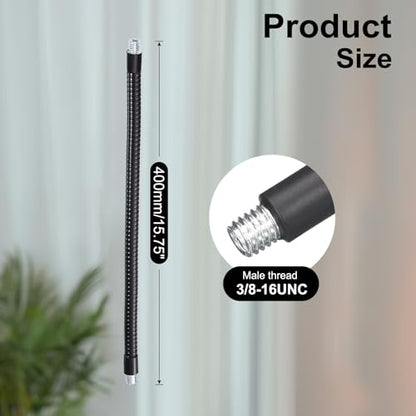 16-Inch Flexible Gooseneck Tubing, 3/8"-16 Male to Male Thread Universal Arm Gooseneck Extension Holder for Microphone, Tripod Phone, Camera, LED Video Lights 2 Pack - color: 2 Pack, size: 16 Inch