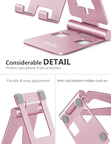 Aoviho Foldable Cell Phone Stand for Desk, Holder for iPhone,Pink - color: Pink