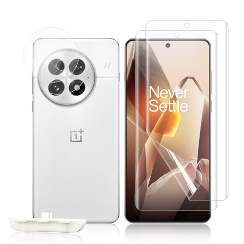 Screen Protector for Oneplus 13, 2 Pack Flexible TPU Film Screen Protector + 2 Pack Tempered Glass Camera Lens Protector [Fingerprint Support] [Anti Scratch] for Oneplus 13