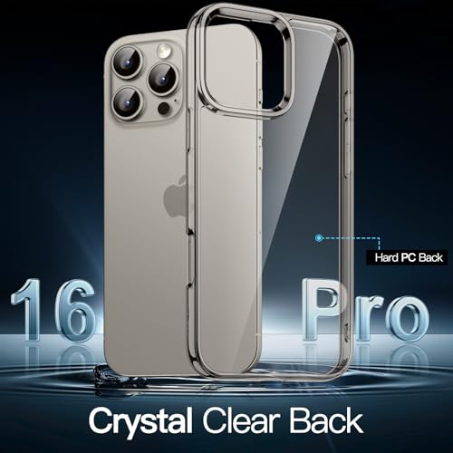 JETech Case for iPhone 16 Pro, Anti-Yellowing, Natural Titanium | Shockproof Protection, Scratch Resistant Hard PC Back, Durable Transparent TPU Bumper - color: Natural Titanium, size: iPhone 16 Pro