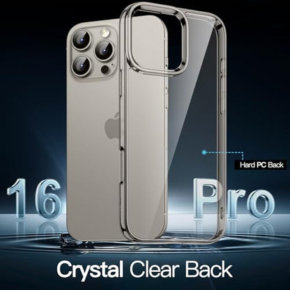 JETech Case for iPhone 16 Pro, Anti-Yellowing, Natural Titanium | Shockproof Protection, Scratch Resistant Hard PC Back, Durable Transparent TPU Bumper - color: Natural Titanium, size: iPhone 16 Pro