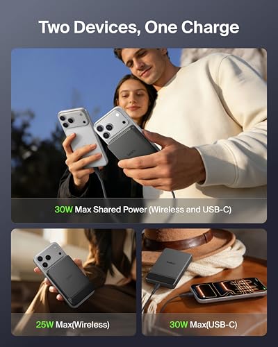 Belkin 10000mAh Qi2 25W Slim Portable Charger Power Bank with USB C Cable - color: Black