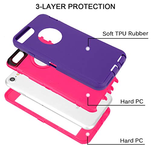 MAXCURY Heavy Duty Shockproof Series Case for iPhone 6 iPhone 6S Case (4.7")-V2 with Built-in Screen Protector Compatible with All US Carriers - Purple/Peach - color: Purple/Peach
