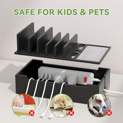 Pezin & Hulin Multi Charger Station Organizer - Black Bamboo - color: Black
