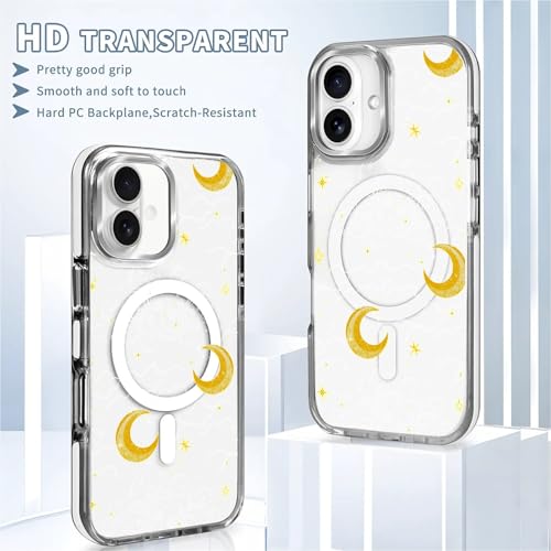 Magnetic Case for iPhone 15 Plus iPhone 14 Plus Design On Clear Base, Compatible with MagSafe, Slim Protective Soft TPU Bumper Phone Cover Women Girls Case -Clear Celestial Moon Stars - color: Clear Celestial Moon Stars, size: iPhone 15 Plus iPhone 14 Plu