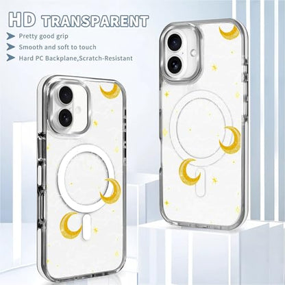Magnetic Case for iPhone 15 Plus iPhone 14 Plus Design On Clear Base, Compatible with MagSafe, Slim Protective Soft TPU Bumper Phone Cover Women Girls Case -Clear Celestial Moon Stars - color: Clear Celestial Moon Stars, size: iPhone 15 Plus iPhone 14 Plu