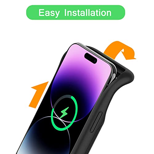 Wireless Charging Case for iPhone 14 Pro Max, 12000mAh High Capacity Portable Rechargeable Battery Case Qi Wireless Charging with iPhone 14 Pro Max (6.7 inch) Extended Battery Charger Cover (Black) - size: iPhone 14 Pro Max