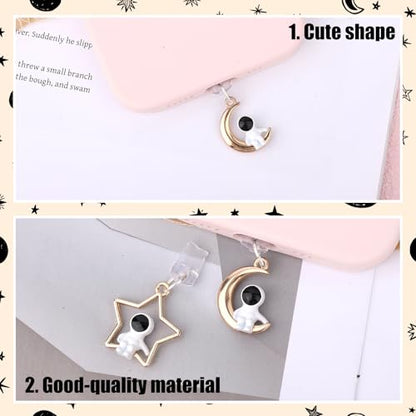 Penitue 4pcs Phone Dust Plug Charms, Creative Charging Port Dust Plug Cover - style: Astronaut Style