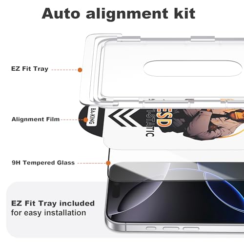 Compatible with iPhone 16 Pro Max Screen Protector with Auto-Alignment Install Kit [Full Edge Coverage] Shatterproof Tempered Glass Screen Protector for iPhone 16 Pro Max 6.9" [2 Pack] - size: iPhone 16 Pro Max