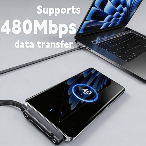 240W USB C to USB C Fast Cable with Invisible Phone Stand, 90° Flat Cord - size: 1Pcs ( C to C )