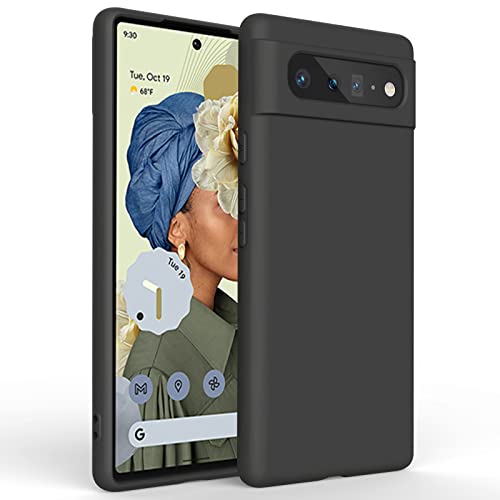 Silicone Phone Case Compatible with Google Pixel 6, Soft Protective Smart Phone Case for Women Men, Durable Anti-Scratch Shockproof Phone Cover Black - color: Black
