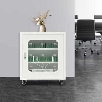 40-Device Charging Station, Charging Cabinet for Cellphones, Rechargeable Cellphone Locker Storage Charging Station, USB Cell Phone Charging Cart with Cable Management & Lock - color: White-40 Slots