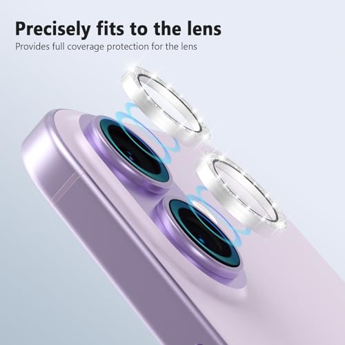 TENOC Camera Lens Protector for iPhone 17, Silver Glitter - size: iPhone 17