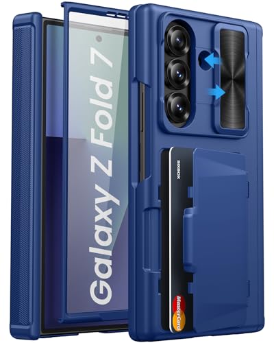 for Samsung Galaxy Z Fold 7 Case with Card Holder, Blue - color: Blue