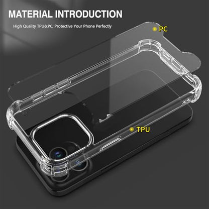 Clear case for iPhone 15 Pro, [Not Yellowing] [Military-Grade Drop Protection] Transparent Slim Phone Cases for iPhone 15 Pro with Shockproof Bumper (Clear, iPhone 15 Pro)