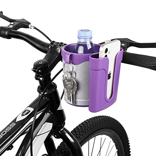 Accmor 3-in-1 Bike Cup Holder with Cell Phone Keys Holder, Bike Water Bottle Holders, Universal Bar Drink Cup Can Holder for Bicycles, Motorcycles, Scooters, Grey Purple - color: Grey Purple