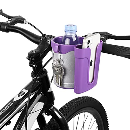 Accmor 3-in-1 Bike Cup Holder with Cell Phone Keys Holder, Bike Water Bottle Holders, Universal Bar Drink Cup Can Holder for Bicycles, Motorcycles, Scooters, Grey Purple - color: Grey Purple