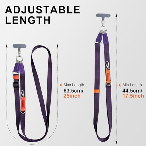 Phone Lanyard Crossbody, Adjustable Ergonomic Shoulder Phone Strap - color: Purple