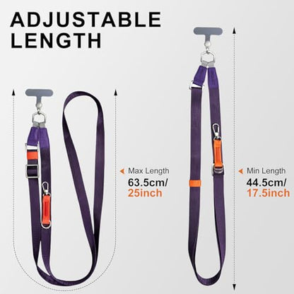 Phone Lanyard Crossbody, Adjustable Ergonomic Shoulder Phone Strap - color: Purple