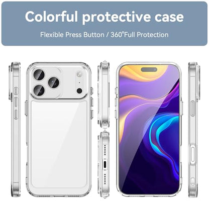 Clear Case for iPhone 17 Pro Max, Shockproof Protective Cover, Hard PC Back, Anti-Yellowing (Clear)