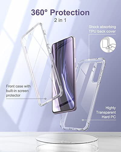 SURITCH for Samsung Galaxy S21 FE Clear Case 6.4" (Only), [Built-in Screen Protector] Full Body Protective Hard Shell+Soft TPU Phone Case for Samsung S21 FE -(Full Clear) - color: Full Clear