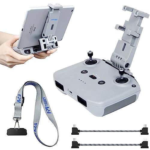 No Disassembly Tablet Holder for DJI Lito 1/ X1/Flip/Neo/Mini 4K/ Air 3/ Mini 5/4/ 3 Pro, 7-12 Inch Foldable iPad Mount Holder Pack of Lanyard and 2 Cables, Fits DJI RC-N1/N2/N3 Accessories
