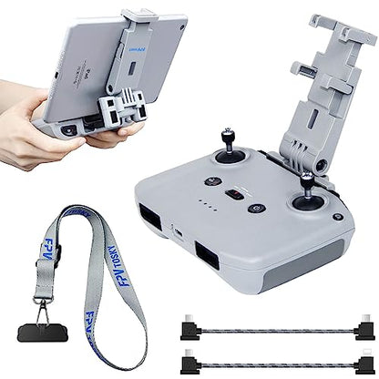 No Disassembly Tablet Holder for DJI Lito 1/ X1/Flip/Neo/Mini 4K/ Air 3/ Mini 5/4/ 3 Pro, 7-12 Inch Foldable iPad Mount Holder Pack of Lanyard and 2 Cables, Fits DJI RC-N1/N2/N3 Accessories