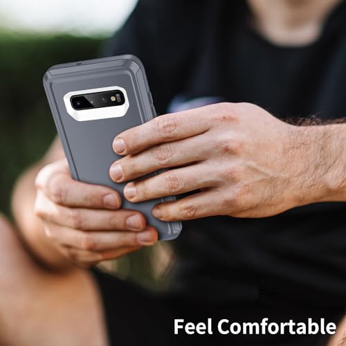 for Galaxy S10 Case,[Without Screen Protector] Heavy Duty Shockproof Dust/Drop Poof 3 Layers Full Bady Protection Rugged Cover Case for Galaxy S10 6.1",Grey - color: Grey/White
