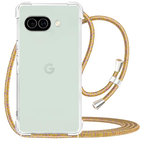for Google Pixel 10A Crossbody Case Clear Neck Hanging Strap Adjustable Shoulder Lanyard Phone Cover Women Girls Soft TPU Slim Anti-Drop Protection Mobile Case for Pixel 10A - Rainbow - size: for Google Pixel 10A