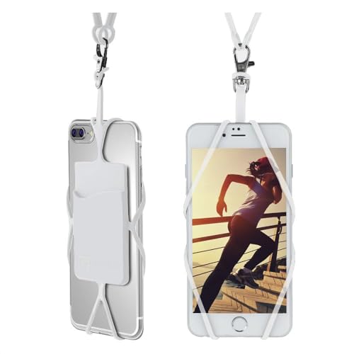 Gear Beast Cell Phone Lanyard - Universal Neck Phone Holder w/Card Pocket and Silicone Neck Strap - Compatible with Most Smartphones, Clear - color: Transparent