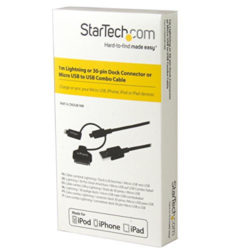 StarTech 3ft/1m Lightning, 30-pin Dock, Black (LTADUB1MB) - style: 8-pin lightning|micro-USB|30-pin dock