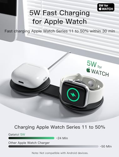 2 in 1 Magnetic Wireless Charger, Qi2 25W Fast Charging Pad for MagSafe - color: Black