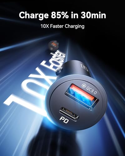 INIU Car Charger, Total 60W Cigarette Lighter Charger with 100W USB C Cable