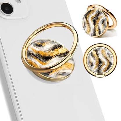 Cell Phone Ring Holder, Cute Phone Ring Grip Stand, 360°Rotation Funny Metal Kickstand Finger Grip Luxury Gold Marble - color: Luxury Gold Marble