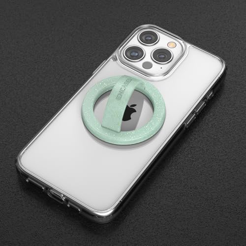 2-Pack Magnetic Phone Grip Holders Compatible with MagSafe, Soft-Touch Silicone Finger Loops for iPhone, Comfortable and Secure Fit (Clear Sparkle & Green Glitter) - color: Mint Glitter