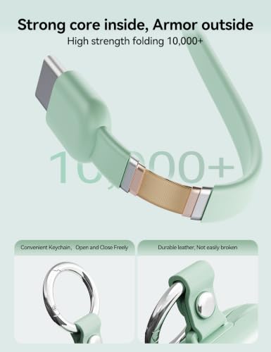 Portable Charger 10000mAh 22.5W Power Bank Built-in 2 Cables Keychain | Charge 5 Devices, TSA approved, Travel Fast Charging Battery Pack for iPhone Samsung Google Android & iWatch Charger, Green - color: Green
