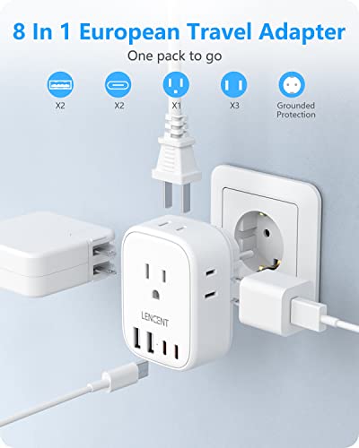 LENCENT Germany France Travel Power Adapter, Schuko Type E/F Power Plug - style: Type E/F-2 Pack-Germany