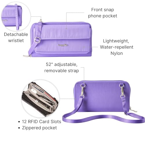 Baggallini Rfid Phone Wallet Crossbody - color: Lavender Surf
