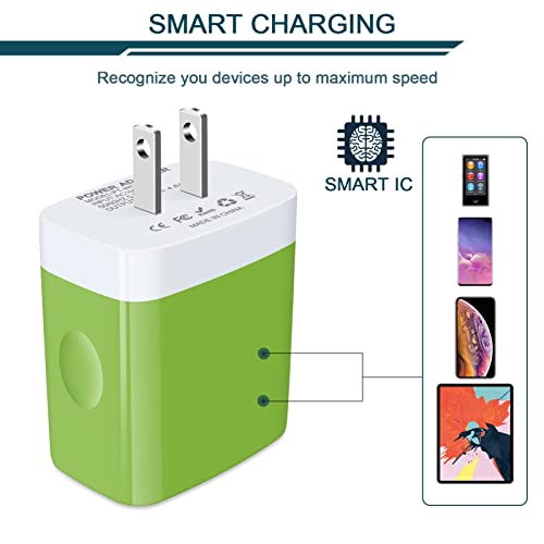 USB Charger Cube, Wall Charger Plug, AILKIN 4.8A 4-Muti Port USB Adapter - color: Green
