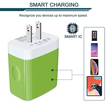 USB Charger Cube, Wall Charger Plug, AILKIN 4.8A 4-Muti Port USB Adapter - color: Green