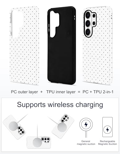 Magnetic Polka Dot Case for Samsung Galaxy A16 5G, White | Compatible with MagSafe, Cute Dots Aesthetic Design, Soft TPU and Hard PC Protective Phone Cover for Women Girls - color: White Polka Dot