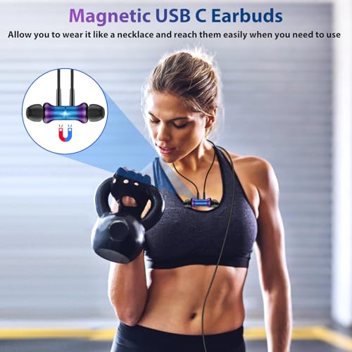 COOYA USB C Headphones for iPhone 17 18 Pro Max/iPad Wired Earbuds Purple - color: Purple