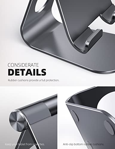 Lamicall iPad Stand Adjustable Tablet Holder, Sturdy Aluminum, Multi-Angle - color: Gray