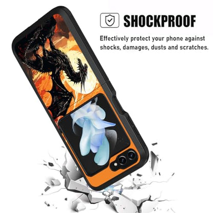 for Samsung Galaxy Z Flip 5 Case, Heavy Duty Dual Layer Hybrid Military Grade Shockproof Drop Folding Protective Cover for Samsung Galaxy Z Flip 5 5G 2023, Evil Dragon - color: Evil Dragon
