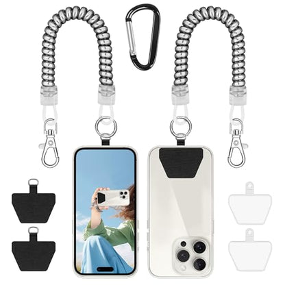 Doormoon Phone Tether Anti Theft, Phone Lanyard With Heavy Duty Carabiner - color: Silver - 2 Pack